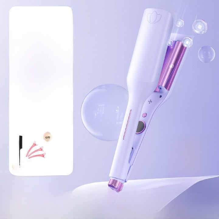 مكواة فرد الشعر هيونداي كريم جولد | شاشة عرض رقمية LED زرقاء دائرية، لوح سيراميك بدرجة حرارة ٢١٠ درجة مئوية | مكواة فرد شعر أيونية احترافية سلكية للنساء 