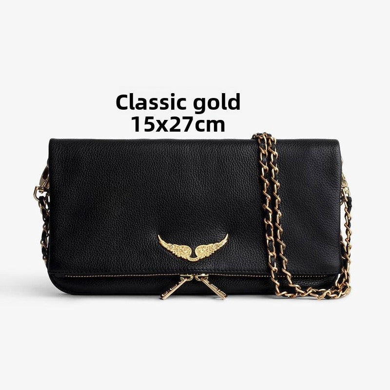 Zadig & Voltaire White Leather Crossbody Bag - Rock Nano Bag with Wings & Chain Strap | Designer Clutch with Tassel