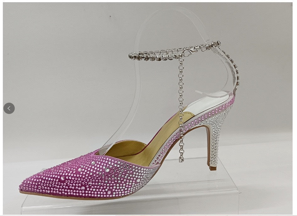 Green Crystal Rhinestone Heels & Matching Clutch Bag Set | Diamante Stiletto Pointed Toe Slingback Evening Shoes & Purse