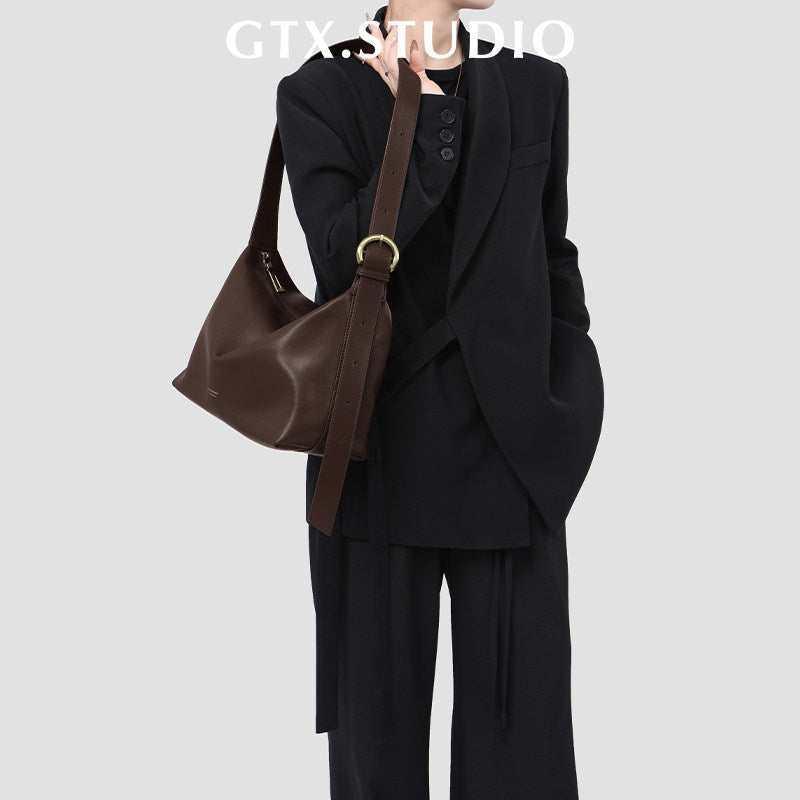 Genuine Leather Chocolate Brown Leather Hobo Bag with Knotted Handle | Slouchy Shoulder Bag