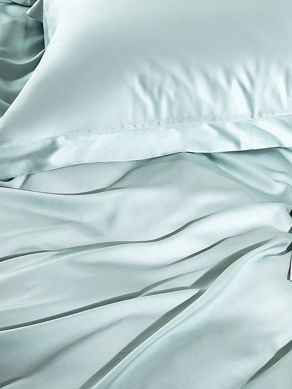 Luxury Satin Silk Bedding Set | Mint Green Duvet Cover Pillowcase | Soft Silky Smooth Bed Linen Set Queen King