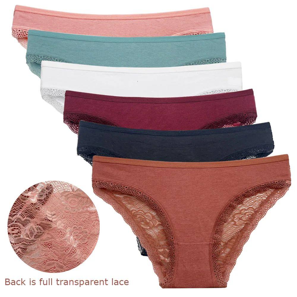 5 PCS Cotton Lace Bow Briefs for Women Soft Low Rise Hipster Panties Set Multicolor Everyday Underwear