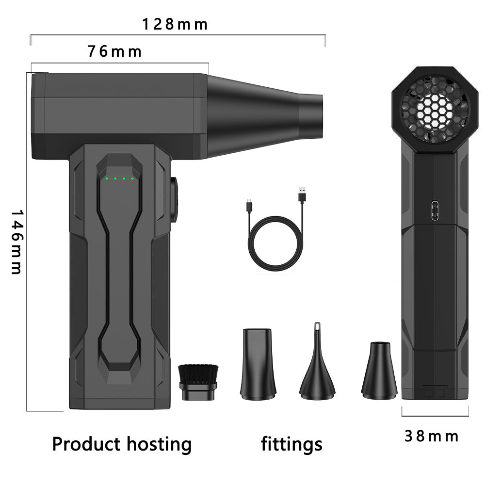 Portable Cordless Air Blower Vacuum Cleaner | USB Rechargeable Mini Dust Blower for Car Keyboard Computer | 2-in-1 Wireless Cleaning Gun with Brush Kit