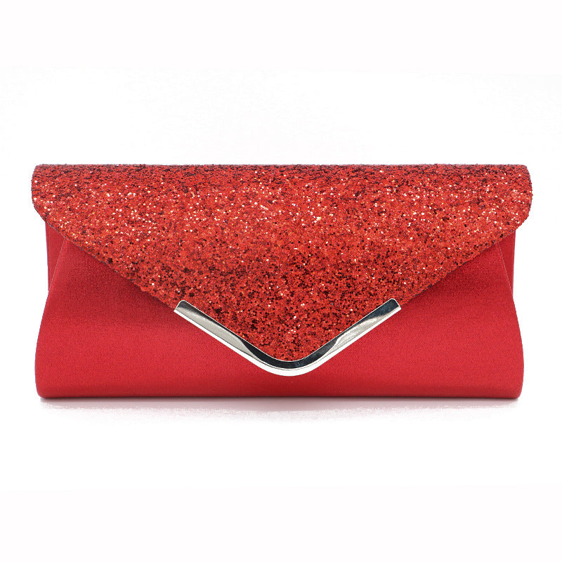 Silver Glitter Envelope Clutch Bag | Sparkly Evening Purse for Wedding & Prom