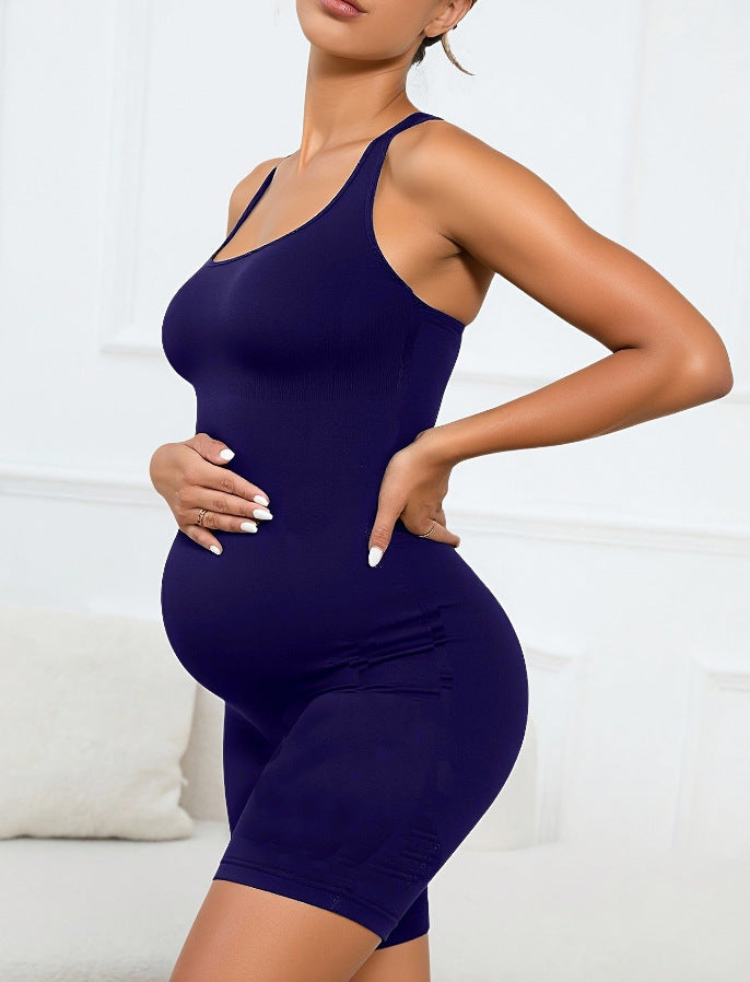 Black Maternity Romper | Seamless Sleeveless Bodysuit Jumpsuit | Pregnancy Active Wear