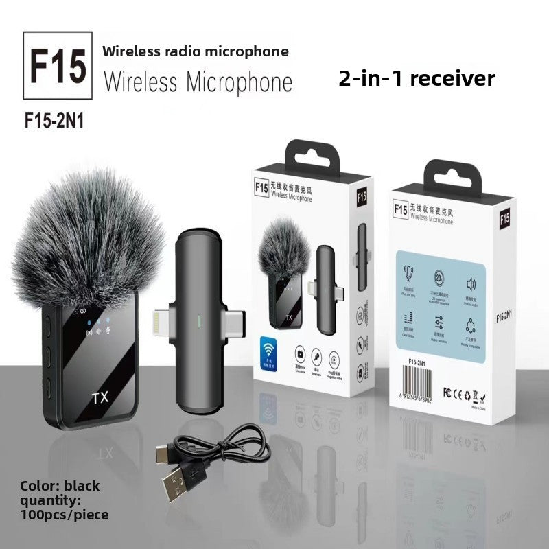 Dual Wireless Lavalier Microphone Set | 2 TX Transmitters & USB-C Receiver | Fur Windscreen Clip-On Mics for iPhone, Android & Cameras | Vlog & Interview Kit