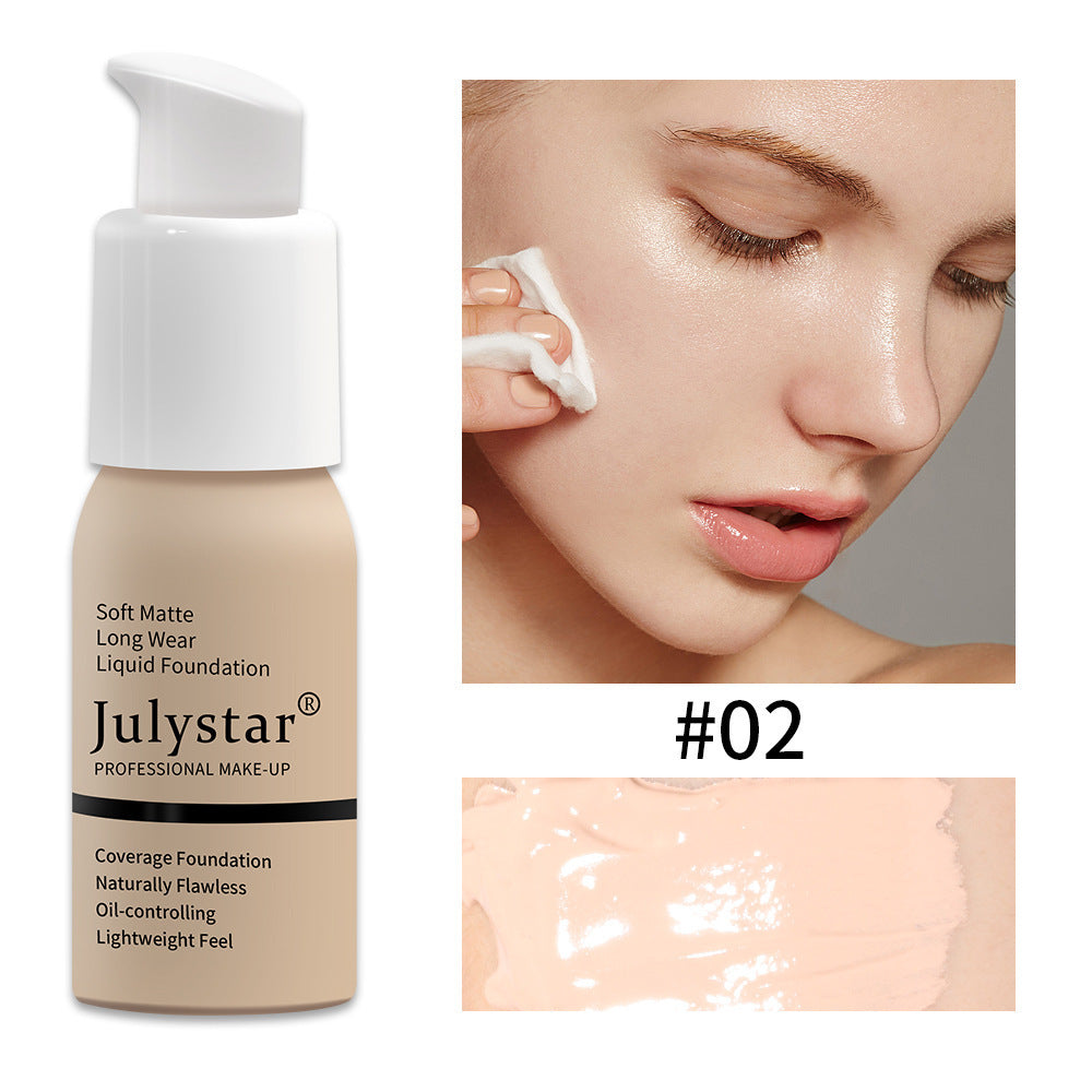 Julystar Professional Soft Matte Long Wear Liquid Foundation | 8 Shades Coverage Foundation | Naturally Flawless Oil-Controlling Lightweight Feel | Full Coverage Pump Bottle Foundation for All Skin Types
