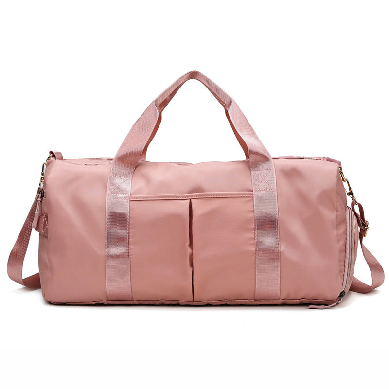 Beige Canvas Gym Duffel Bag - Sports Travel Bag with Shoe Compartment | Yoga Workout Weekender Tote for Women