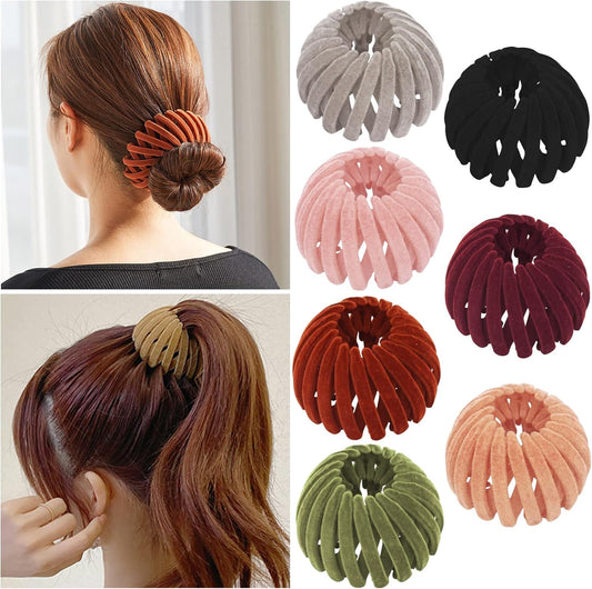 Samt-Haargummis mit Spiralmuster | 7er-Pack spiralförmige, elastische Haargummis | Haaraccessoires für Dutt und Pferdeschwanz ohne Abdrücke für Damen 
