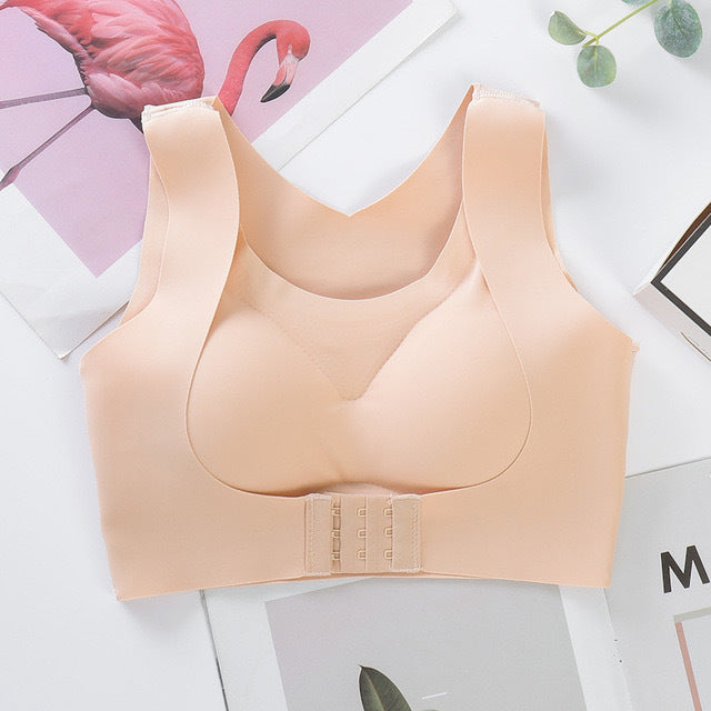 Women's Plus Size Posture Corrector Bra | X-Back Front Clasp Wireless Support Bra | Sizes up to 5XL
