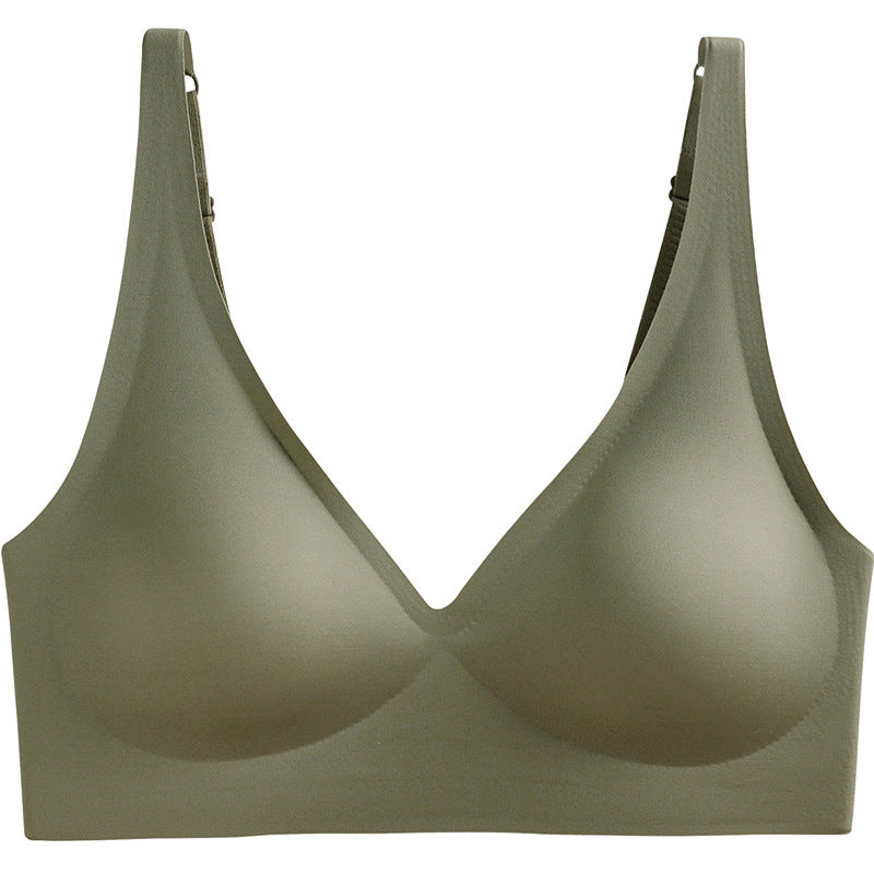 Jelly Glue W Support Wireless Bra | Seamless Deep V Push Up Bralette | No Wire Lift Comfort Bra for Women