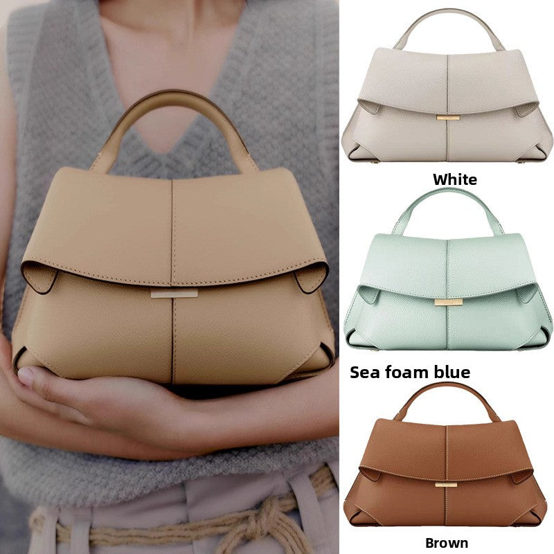 Pol�ne Num�ro Bag White | Structured Top Handle Flap Crossbody Handbag with Gold Hardware