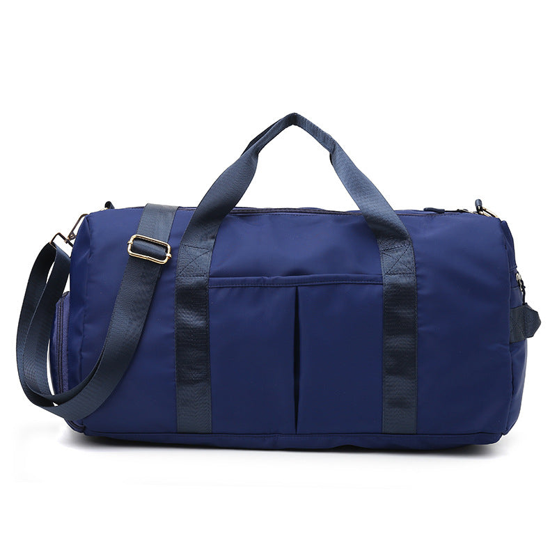 Beige Canvas Gym Duffel Bag - Sports Travel Bag with Shoe Compartment | Yoga Workout Weekender Tote for Women