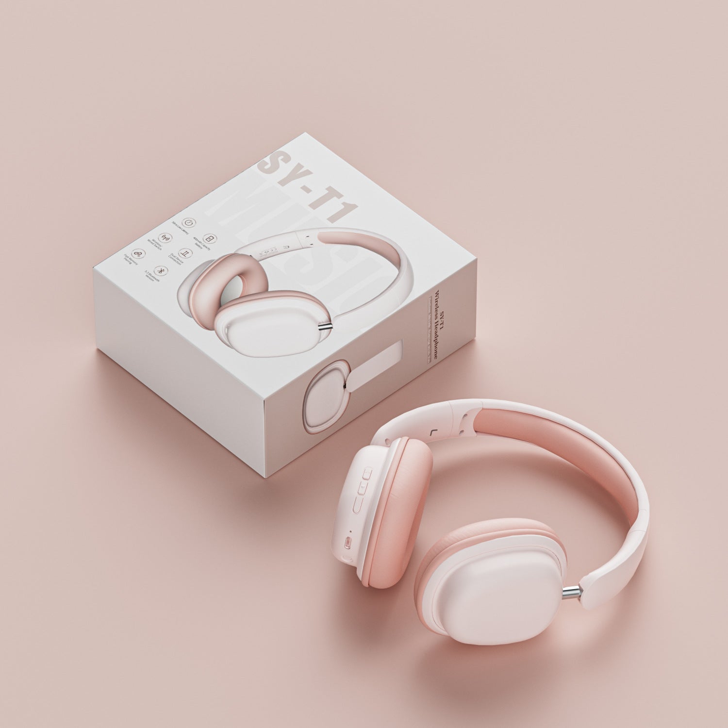 Wireless Bluetooth Over-Ear Headphones 6D Immersive Stereo Sound Foldable On-Ear Headset with Wired Mode USB Charging Cable Mic for Music Gaming Travel School - SY-T4