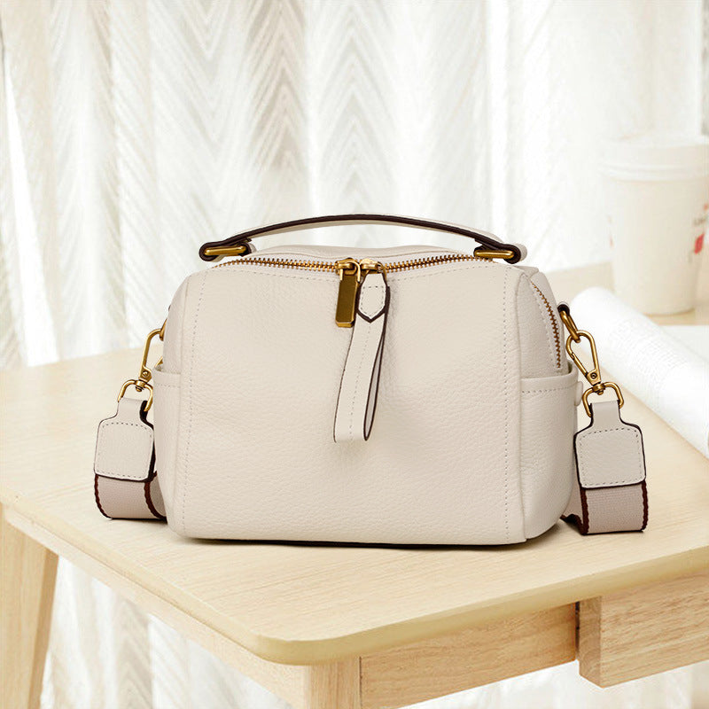 Black Premium Leather Crossbody Bag with Gold Zippers | Small Doctor Bag Style Purse