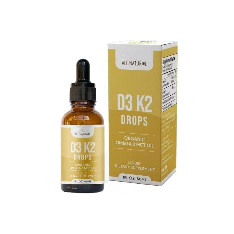 D3 K2 Drops | Organic Omega 3 MCT Oil Liquid Supplement | Vitamin D3 K2 50ml Drops