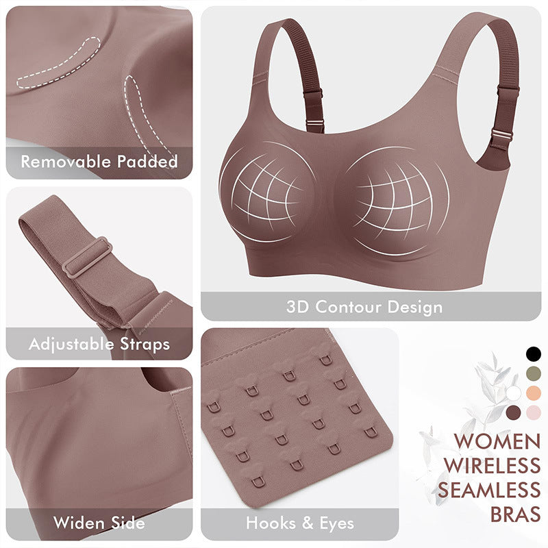 Damen Nahtloser Kabelloser Bralette | Bequemer BH mit breiten Trägern und U-Ausschnitt | Glatter, bügelloser Alltags-BH