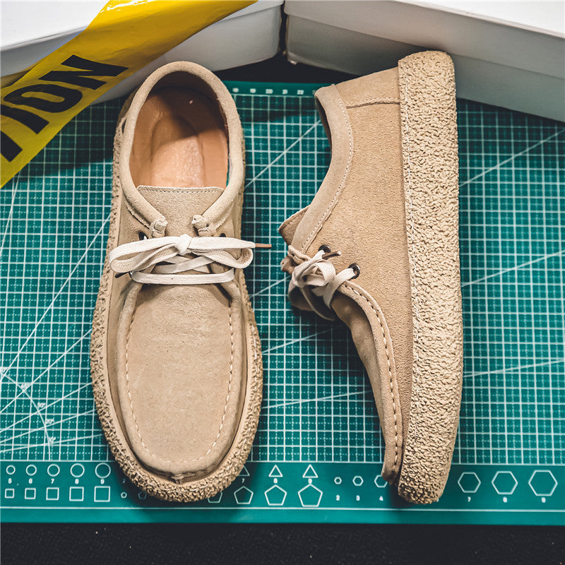 Suede Lace Up Casual Shoes Men Moccasin Wallabee Style Crepe Sole Loafer | Comfortable Everyday Flat Walking Shoes Outdoor Fashion Sneaker