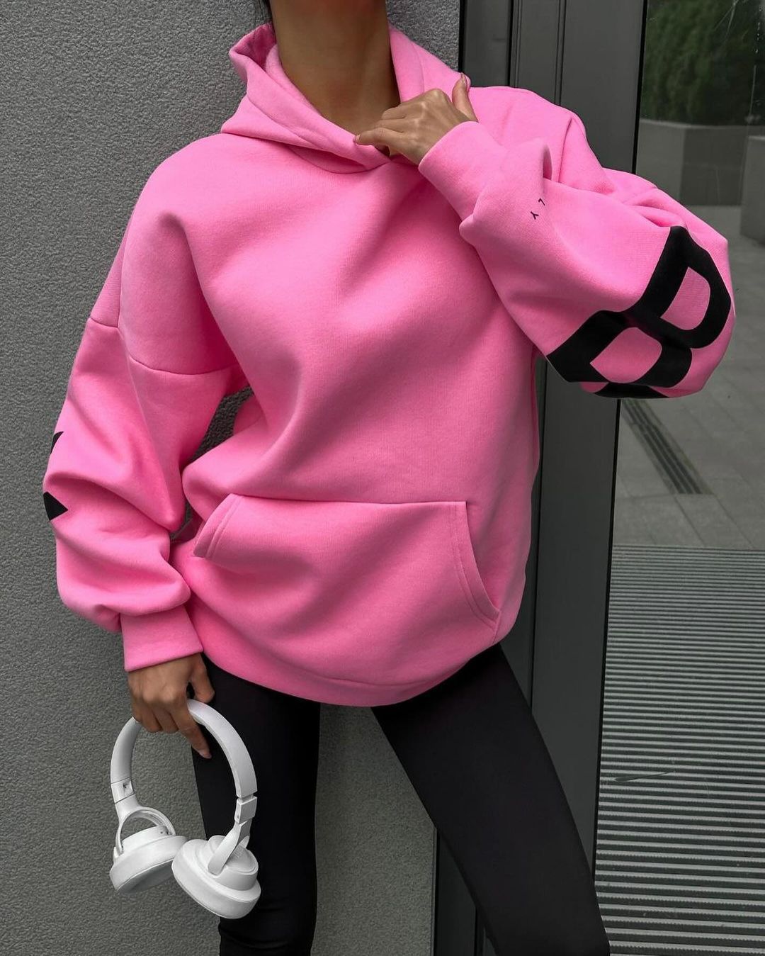 Blakey Originals Oversized Hoodie | Camel Tan Letter Print Pullover | Women's Streetwear Fleece Sweatshirt | Casual Aesthetic Fashion