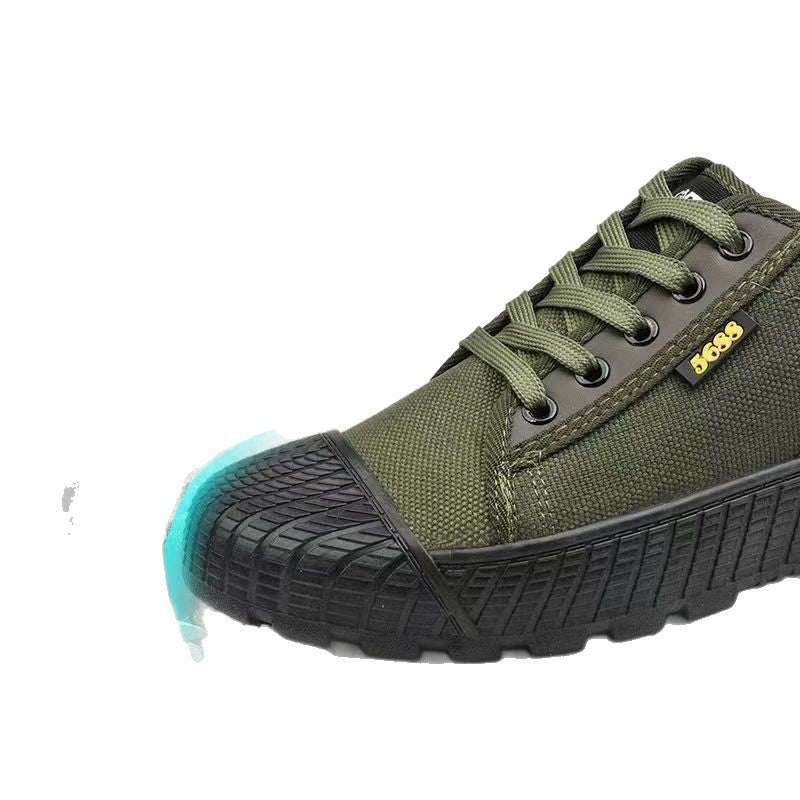 Sneakers tattiche in tela verde militare | Scarpe da lavoro allacciate stile militare | Scarpe da ginnastica da uomo da esterno con suola in gomma resistente