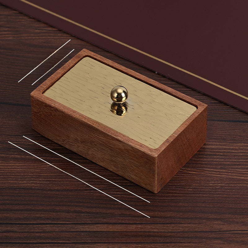 Gold & Walnut Wood Desk Organizer Set | Business Card Holder & Pen Cup | Luxury Office Accessories | Modern Minimalist Desktop Organizer