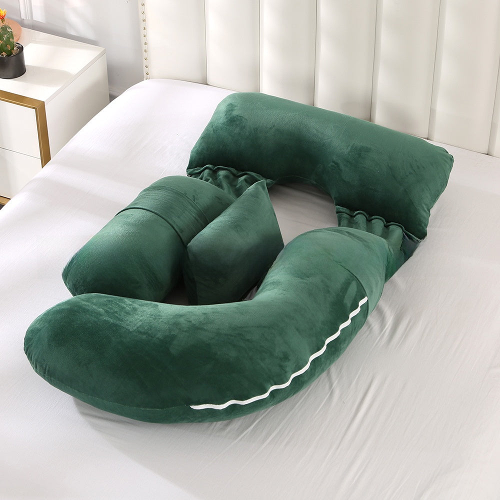G-Shape Full Body Pregnancy Pillow | Honeycomb Cooling Maternity Pillow with Head Support | Total Belly Back Hip Knee Side Sleeper Cushion | Sage Green