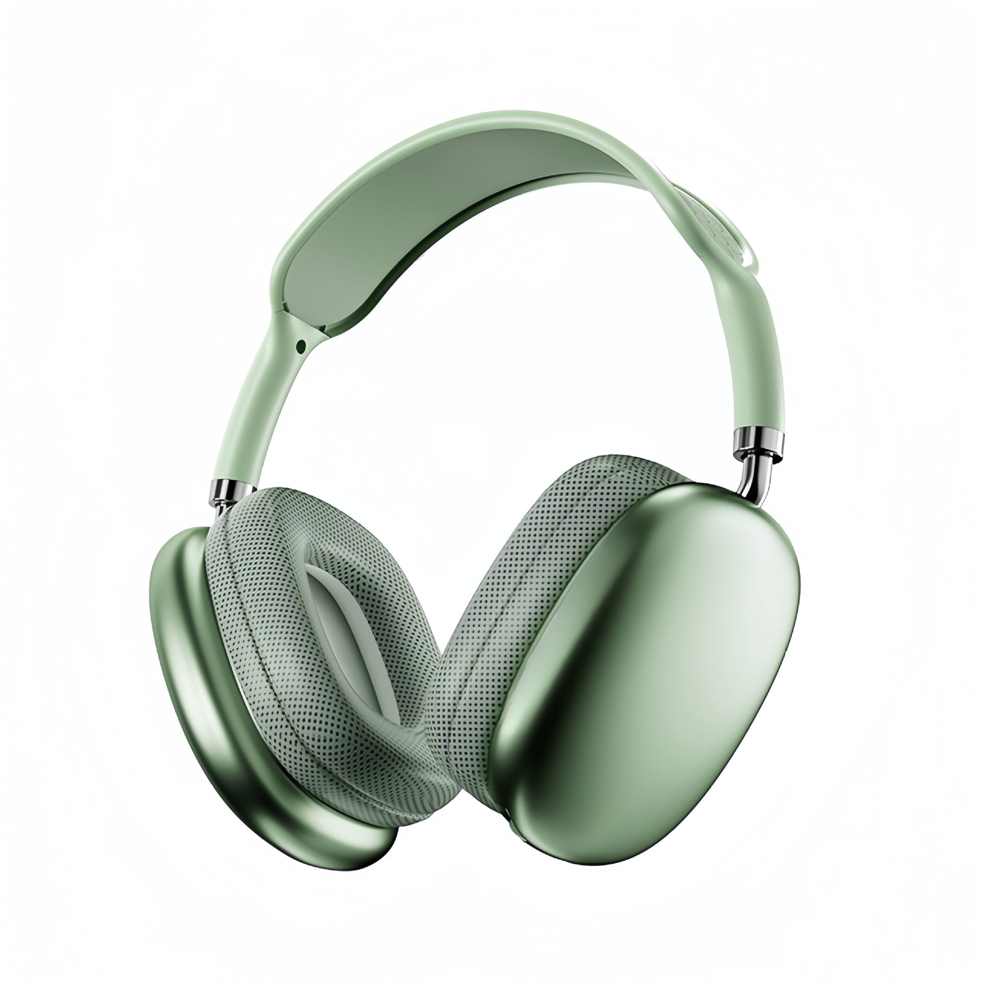 سماعات رأس فاخرة فوق الأذن باللونين الفضي والأبيض | سماعة رأس لاسلكية بتقنية بلوتوث مصنوعة من قماش شبكي | صوت جهير عميق بتقنية HiFi مع خاصية إلغاء الضوضاء النشطة | سماعات رأس فاخرة بإطار معدني قابل للتعديل 