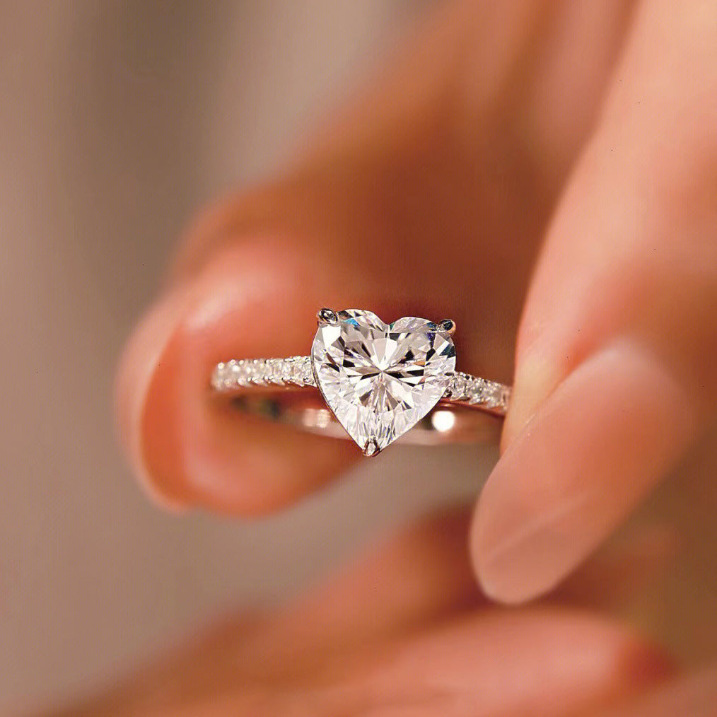 Heart Shape Zirconia Inlay Ring