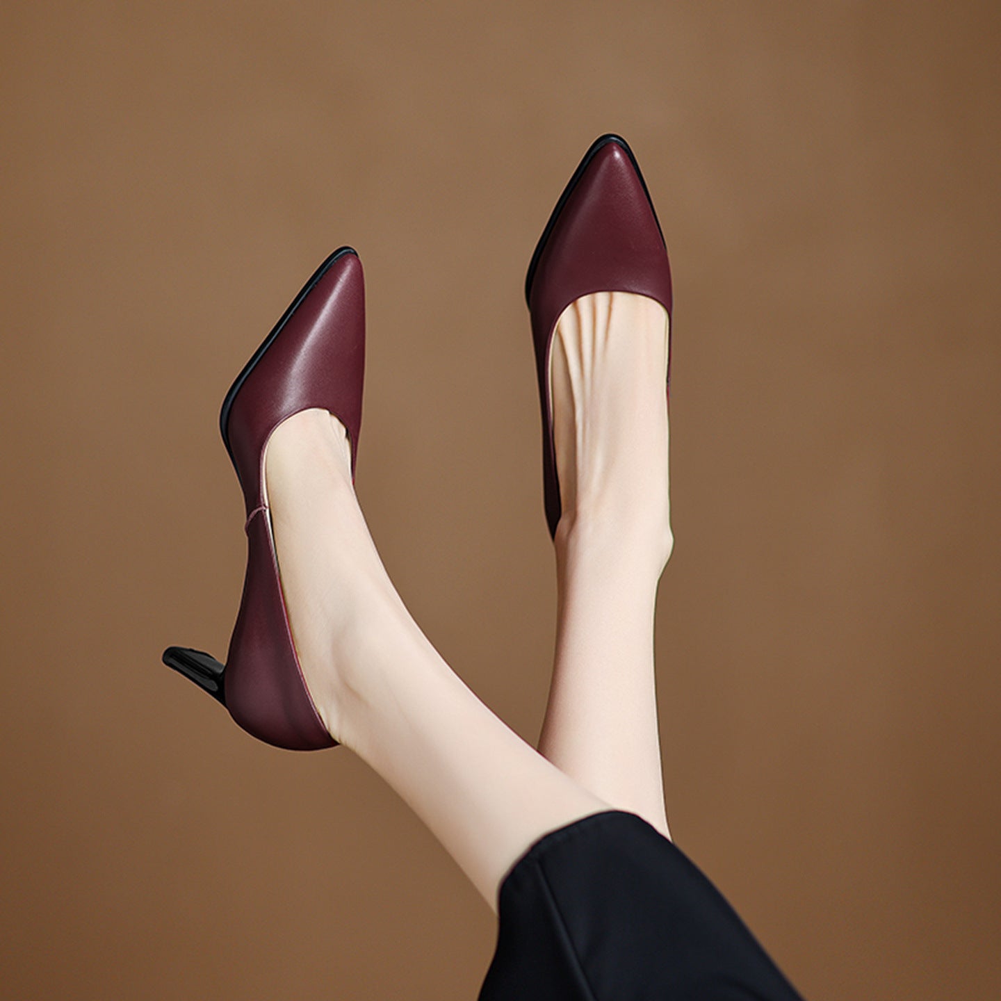 Black Patent Leather Block Heel Pumps | Pointed Toe Classic Office Heels for Women