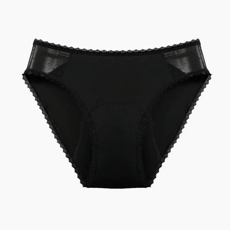 Women's Lace Period Panties | 4-Layer Leak-Proof Menstrual Underwear | Sanitary-Free Briefs | Black