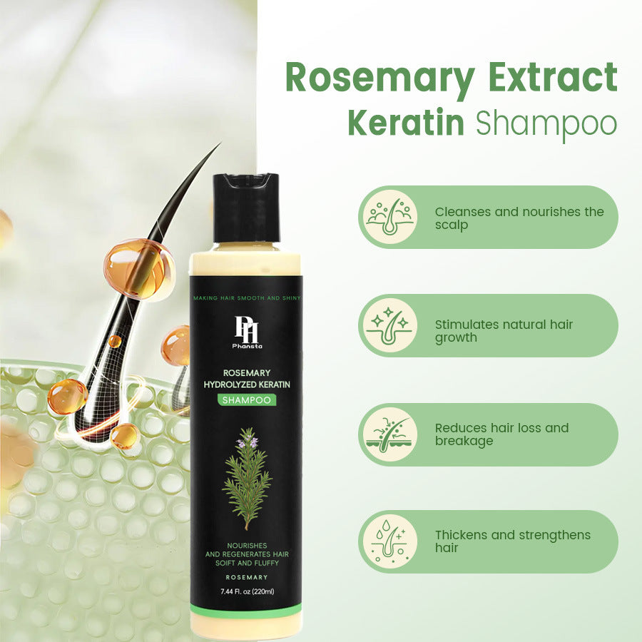Phansta Rosemary Hydrolyzed Keratin Shampoo 220ml | Smooth Shiny Soft Fluffy Hair | Nourishing Hair Growth Shampoo