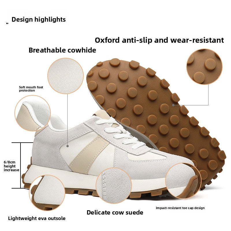 Light Gray Suede Retro Runner Sneaker Beige Panel White Lace Up Gum Sole Casual | Women Men Comfortable Everyday Walking Fashion Sneaker Shoes