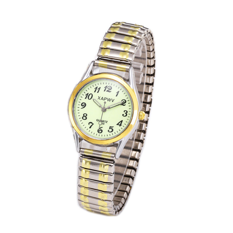 XAPWV Women's Luminous Dial Stretch Watch | Silver Elastic Bracelet Easy Fit Classic Quartz Timepiece