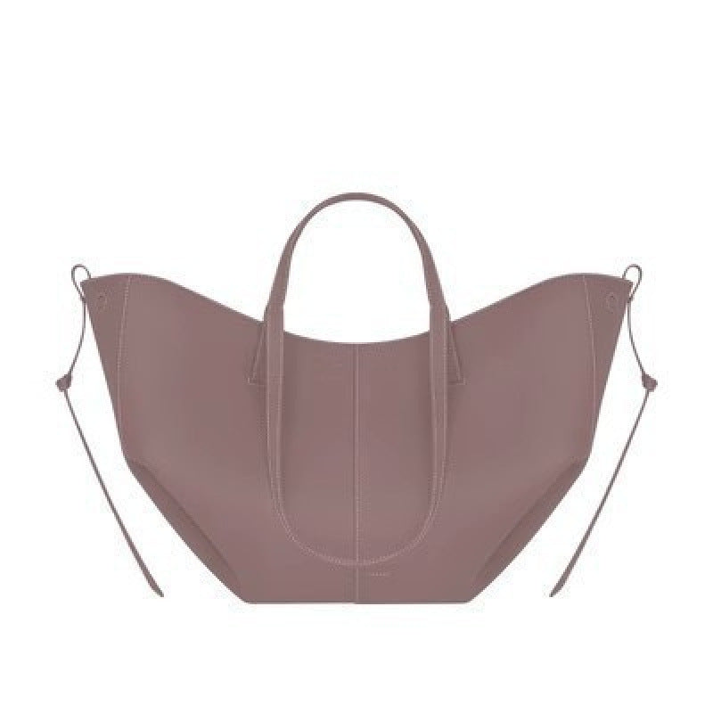 Polene Numero Un Maxi Bag in Marrone Cammello - Autentica Borsa Tote Francese in Pelle | Borsa a Spalla Curva Firmata con Lacci Regolabili