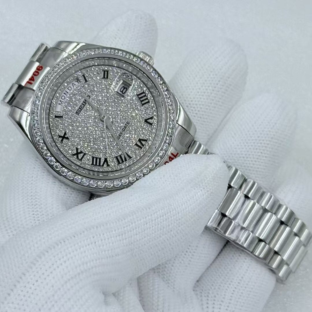 Seiko Automatic Watch Men | Arabic Numeral Blue Tapisserie Dial | Octagon Screw Bezel | Silver Steel Royal Oak Style Watch