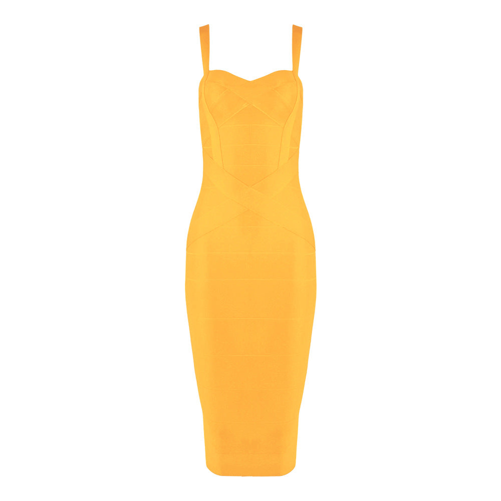 Women's Green Bandage Bodycon Midi Dress | Sweetheart Neck Strappy Sleeveless Club Party Dress | Figure Hugging Evening Wear