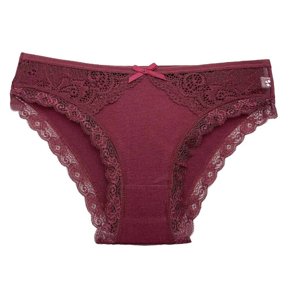 5 PCS Cotton Lace Bow Briefs for Women Soft Low Rise Hipster Panties Set Multicolor Everyday Underwear