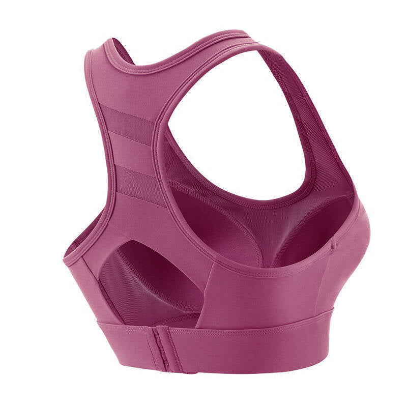 High Impact Sports Bra Women | Shockproof Fixed Cup Racerback Workout Bra | Adjustable Back Closure Gym Bra