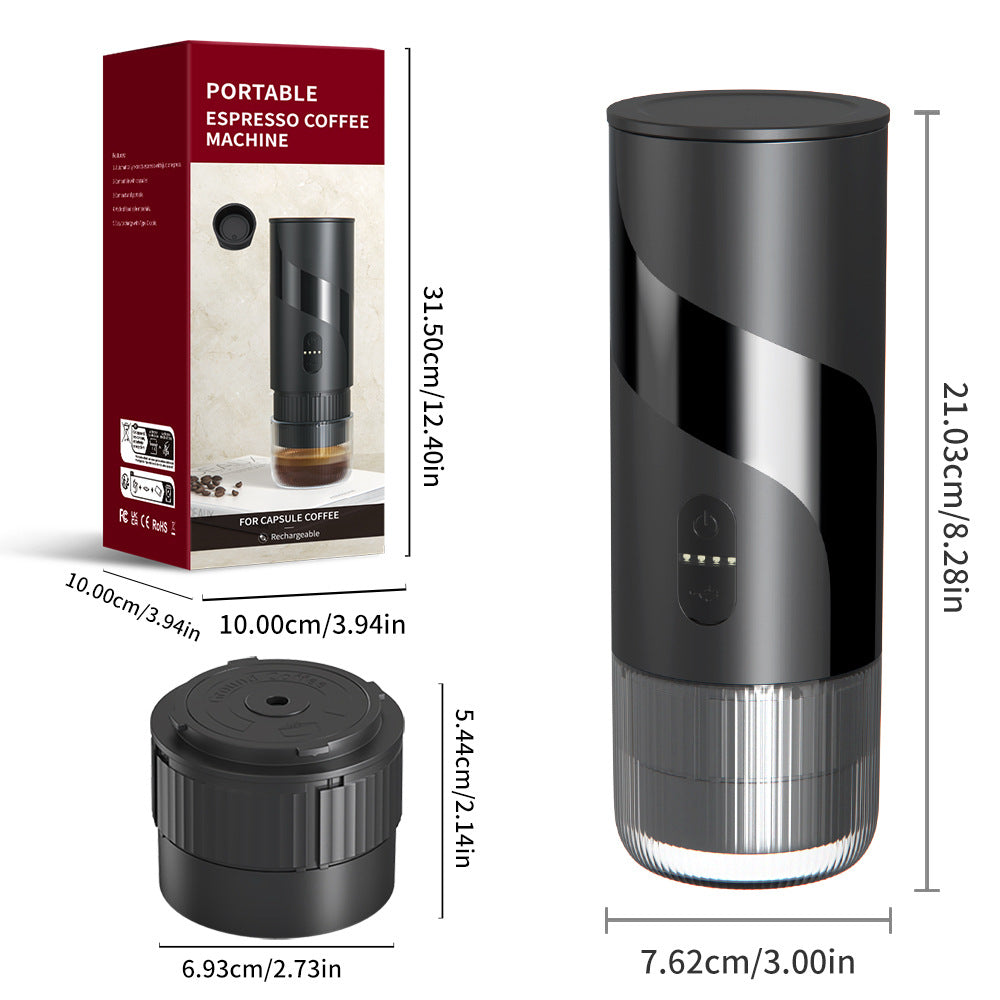 Macchina da caffè espresso portatile ricaricabile tramite USB, per capsule e caffè macinato, mini da viaggio | Macchina da caffè espresso elettrica portatile per auto, campeggio, ufficio