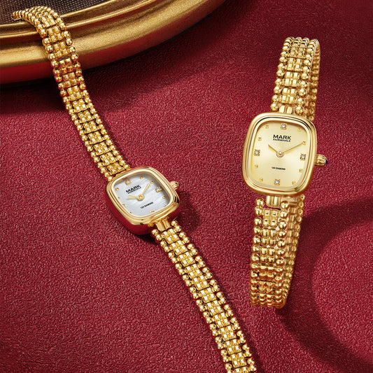 Mark Fairwhale 12H Diamant-Damenuhr aus Gold | Luxuriöse Armbanduhr mit Perlen 