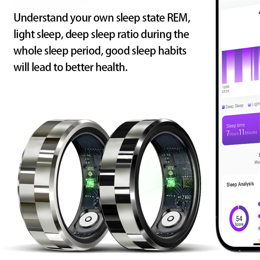 Smart Health Tracking Ring | Heart Rate Blood Oxygen Sleep Monitor Fitness Ring | Stainless Steel Waterproof Wearable Smart Ring