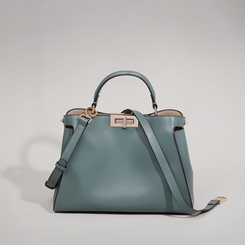 Burgundy Wine Leather Handbag with Gold Turn-Lock | Structured Trapezoid Bag Inspired by Fendi