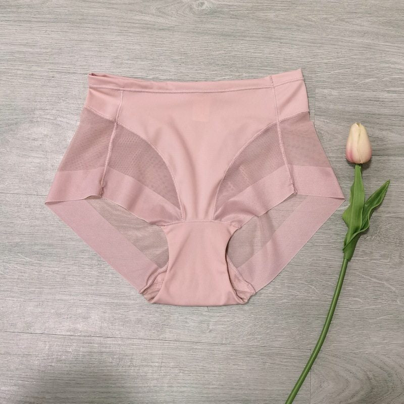 Slip a vita alta da donna con pannelli in mesh, slip sexy trasparenti sui lati, mutandine modellanti e sbarazzine, nero nudo