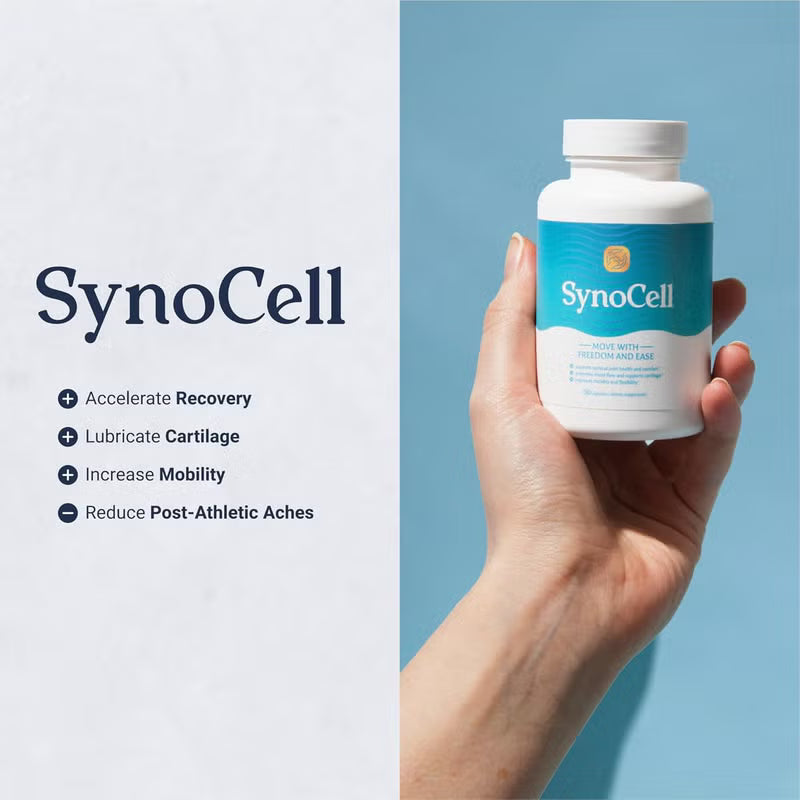 مجموعة مكمل SynoCell لصحة المفاصل من قطعتين | 60 كبسولة | تحرك بحرية وسهولة | دعم الغضاريف وتدفق الدم ومرونة المفاصل