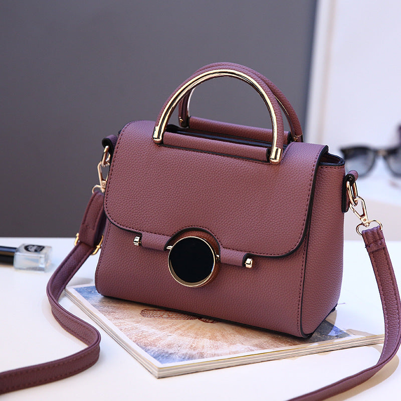 Red Structured Handbag with Metal Ring Handle - Contemporary Crossbody Satchel with Gold Hardware | Statement Shoulder Bag