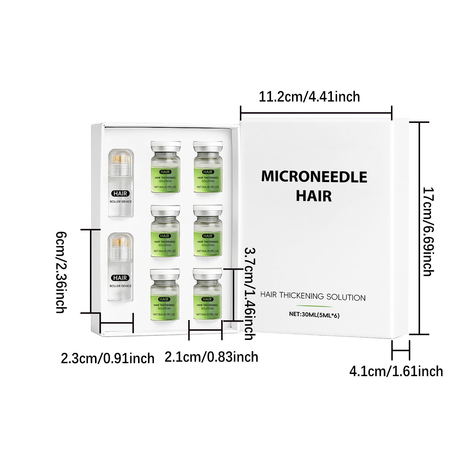 Microneedle Hair Growth Kit | Hair Thickening Solution Serum + Derma Roller Set | Scalp Treatment for Hair Loss & Regrowth