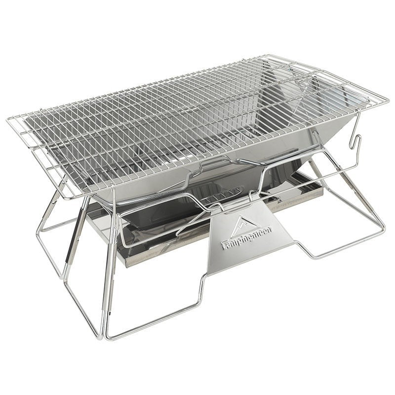 Campingmoon Barbecue Pieghevole in Acciaio Inox | Griglia Portatile a Carbone per Campeggio, Picnic e Cucina all'Aperto