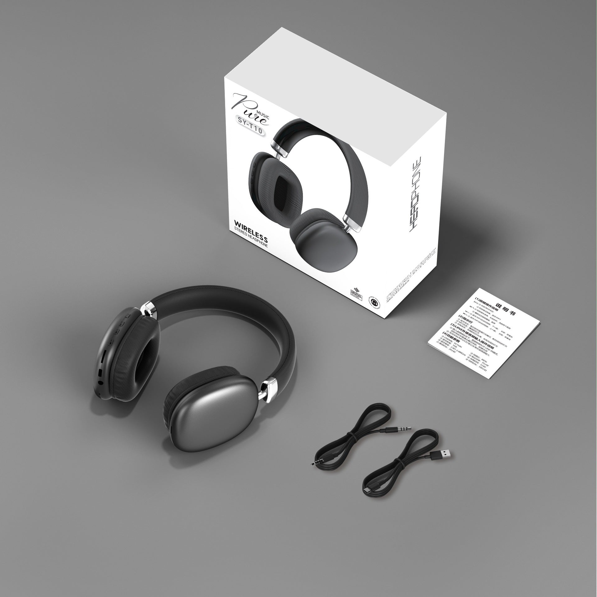 Wireless Bluetooth Over-Ear Headphones 6D Immersive Stereo Sound Foldable On-Ear Headset with Wired Mode USB Charging Cable Mic for Music Gaming Travel School - SY-T4