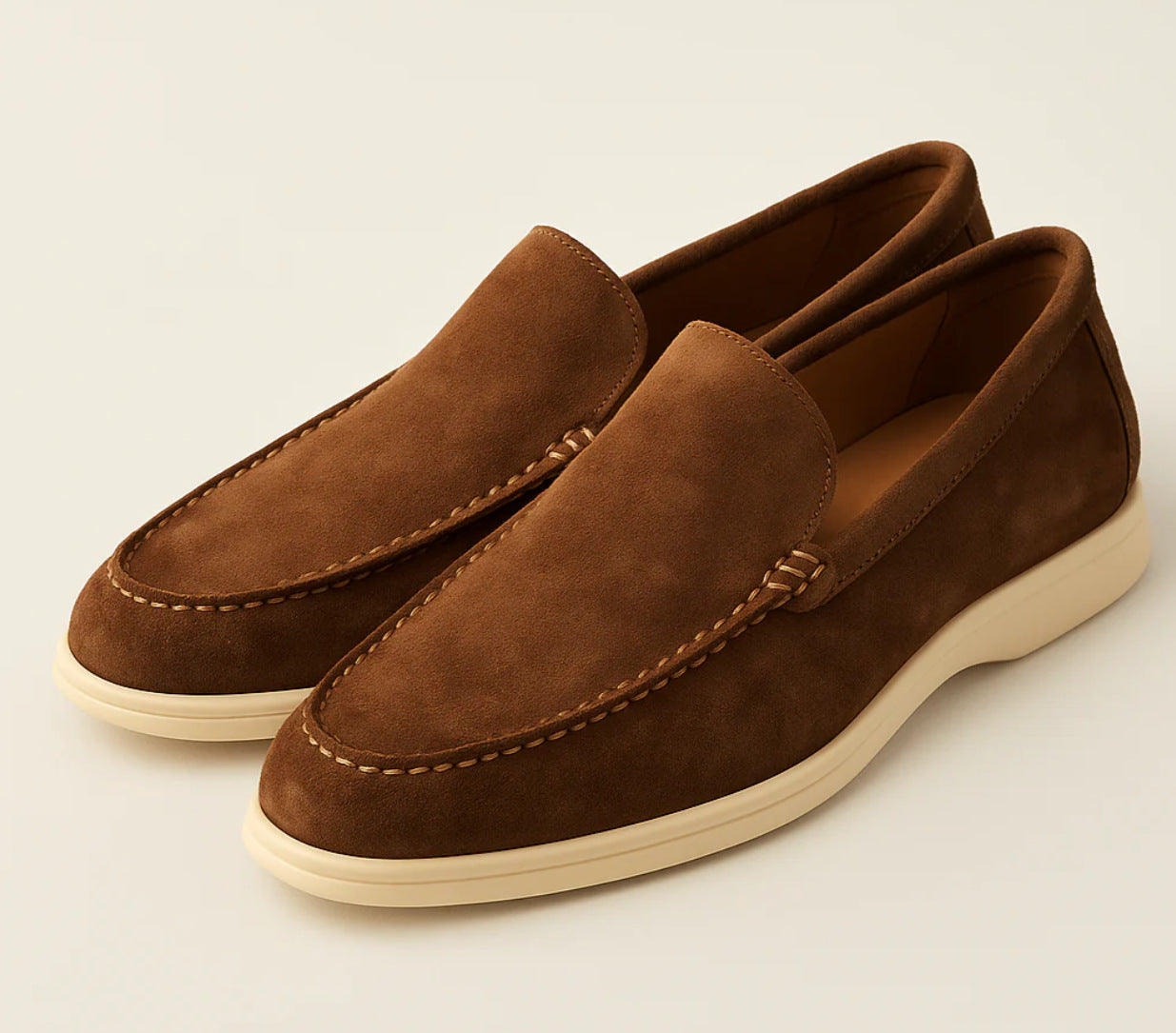 Men's Black Suede Slip-On Loafers | White Rubber Sole Venetian Casual Dress Shoes
