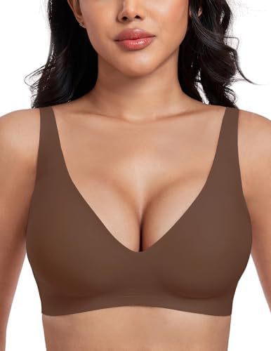 Black Wireless Bralette for Women -  Seamless Comfort Bra with Deep V Neckline & No Underwire Support